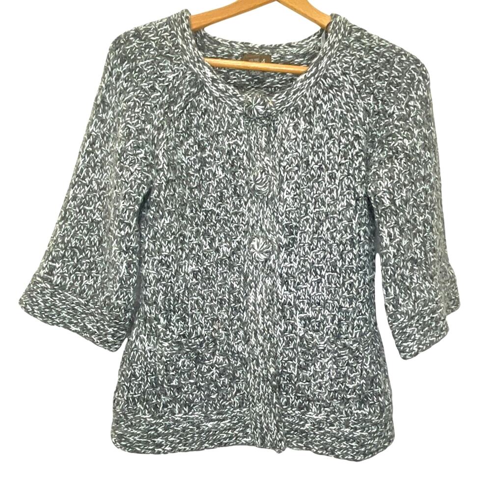 Fenn Wright Mason Alpaca Cardigan Sweater Sz S Women's Wool Marled Knit Gray
